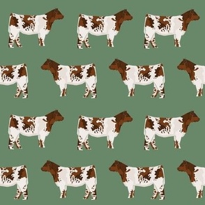 shorthorn cattle fabric -green