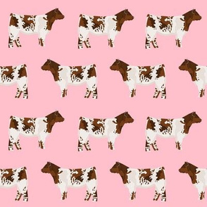 shorthorn cattle fabric - pink