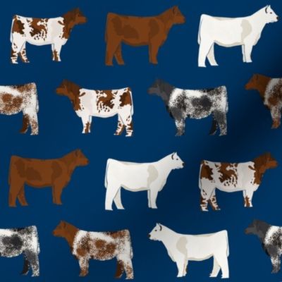 shorthorn cattle  fabric - navy