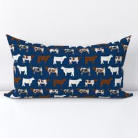 shorthorn cattle  fabric - navy