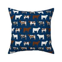 shorthorn cattle  fabric - navy