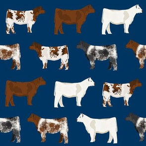 shorthorn cattle  fabric - navy