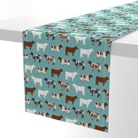 shorthorn cattle  fabric - blue