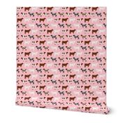 shorthorn cattle  fabric - pink