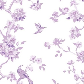 Betsy chinoiserie trees, purple and white, medium scale