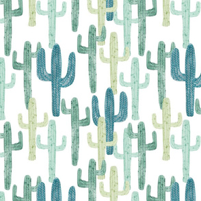 Cactus in the Desert in Blues and Greens - 12 inch repeat