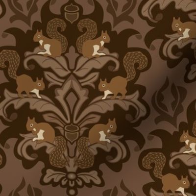 Squirrel Damask - Winter palette small scale