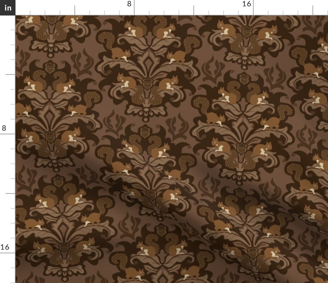 Squirrel Damask - Winter palette small scale