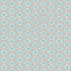 Double Diamonds Ecru Aqua White