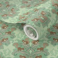Squirrel Damask - Spring palette small scale