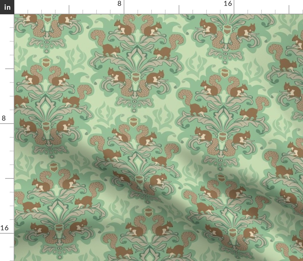 Squirrel Damask - Spring palette small scale