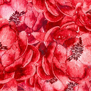 Red flowers watercolour pattern 