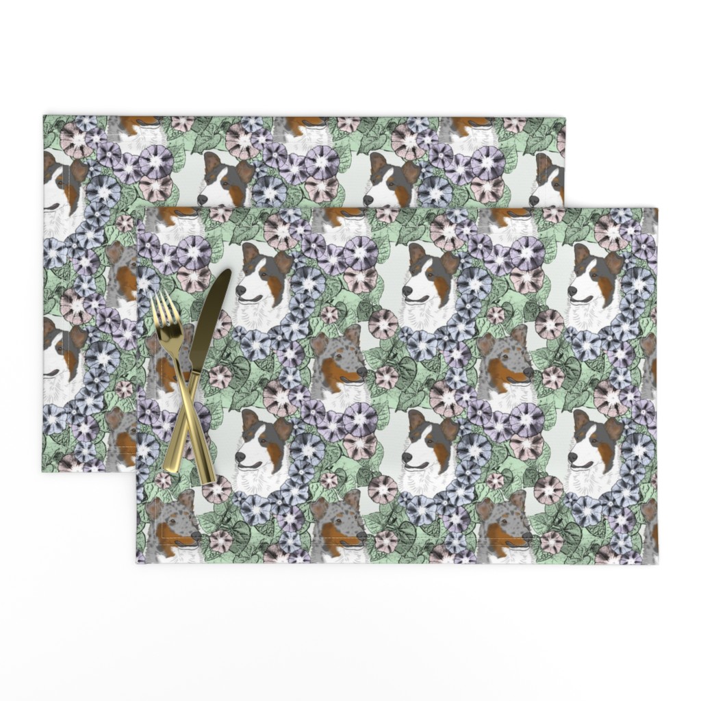 Floral Tri and Merle Smooth Collie portraits