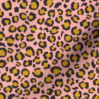 Coral Pink Yellow Brown Leopard Print Animal Print