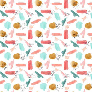 small // Abstract in coral, mint and gold