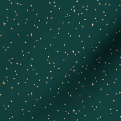 mini micro // scattered gold metallic stars on fir green