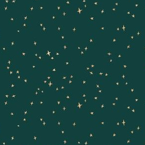 mini micro // scattered gold metallic stars on fir green