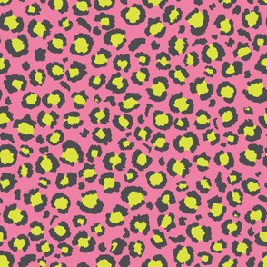 Pink and Neon Green Grey Leopard Print animal Print