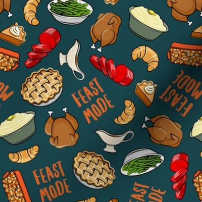 Feast Mode - Holiday Feast - Thanksgiving/Christmas Dinner - teal - LAD20