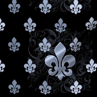 Fleur de Lys-Black & Silver