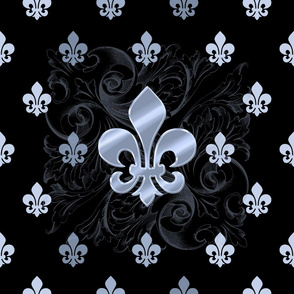 Fleur de Lys-Black & Silver-LG