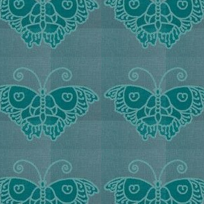 Plaid Lagoon Butterfly Fabric --greygreenturqpaper-lines--blgrnbutterflycolorSOFTLT--lagoon-linen-2020-7july19