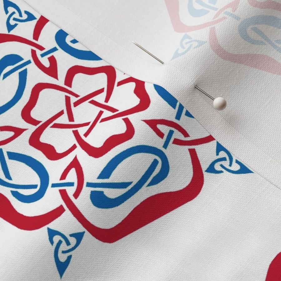 tudor celtic rose small red blue on white