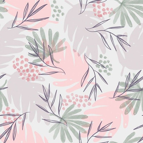 Simple Leafy Palm Print_Pinks