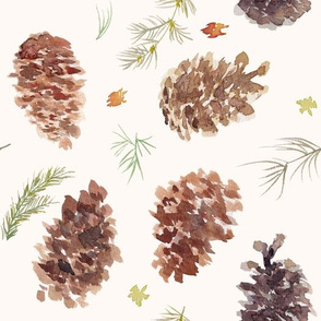 watercolor pine pattern -medium scale