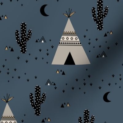 Beige Teepee - Blue Background