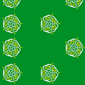 tudor celtic rose white and gold on green