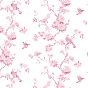 Betsy chinoiserie trees, pink and white, medium scale