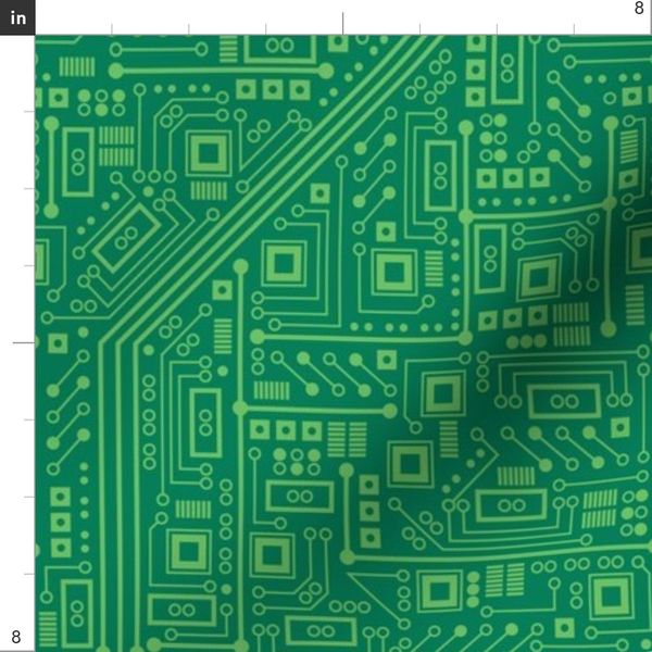 Robot Circuit Board (Green) - Spoonflower