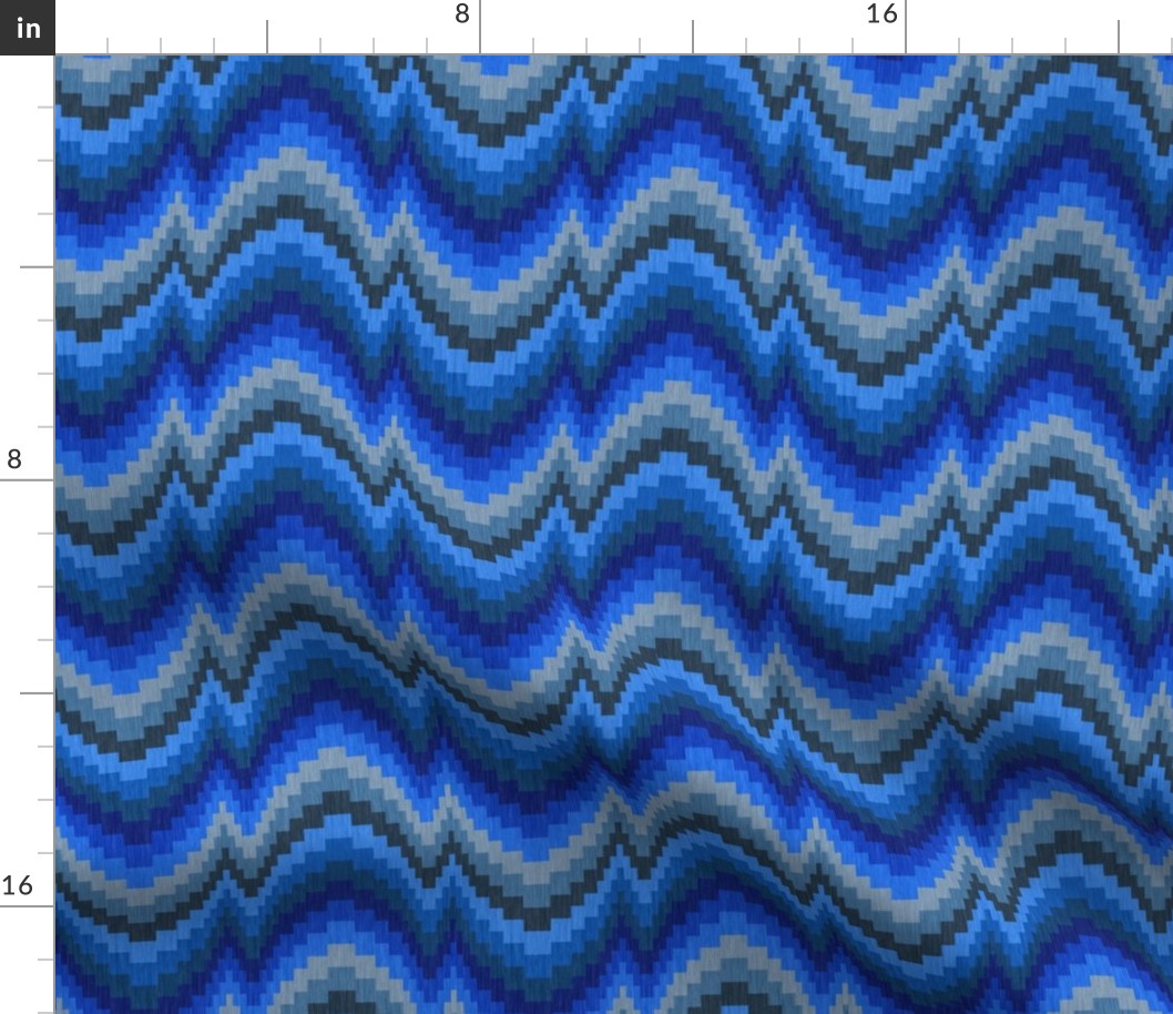 Bargello in Royal Blue and Grays