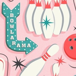 Bowl-A-Rama - Retro Bowling Pink Large Scale
