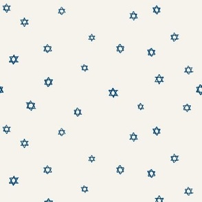 Hanukkah Freehand Star of David Classic Blue on Bone