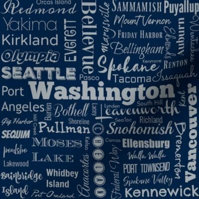 Washington cities, navy and gray