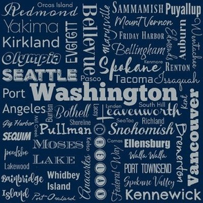 Washington cities, navy and gray