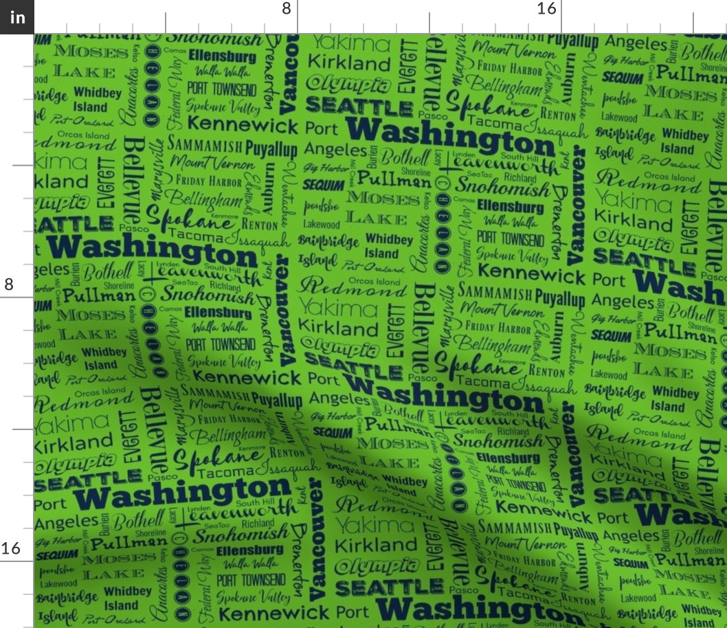 Washington cities, green and navy