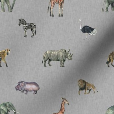 Safari Animals on Linen - Smaller