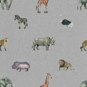 Safari Animals on Linen - Smaller