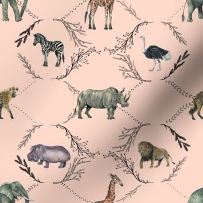 Safari Toile on Pink - Smaller Scale