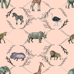 Safari Toile on Pink - Smaller Scale