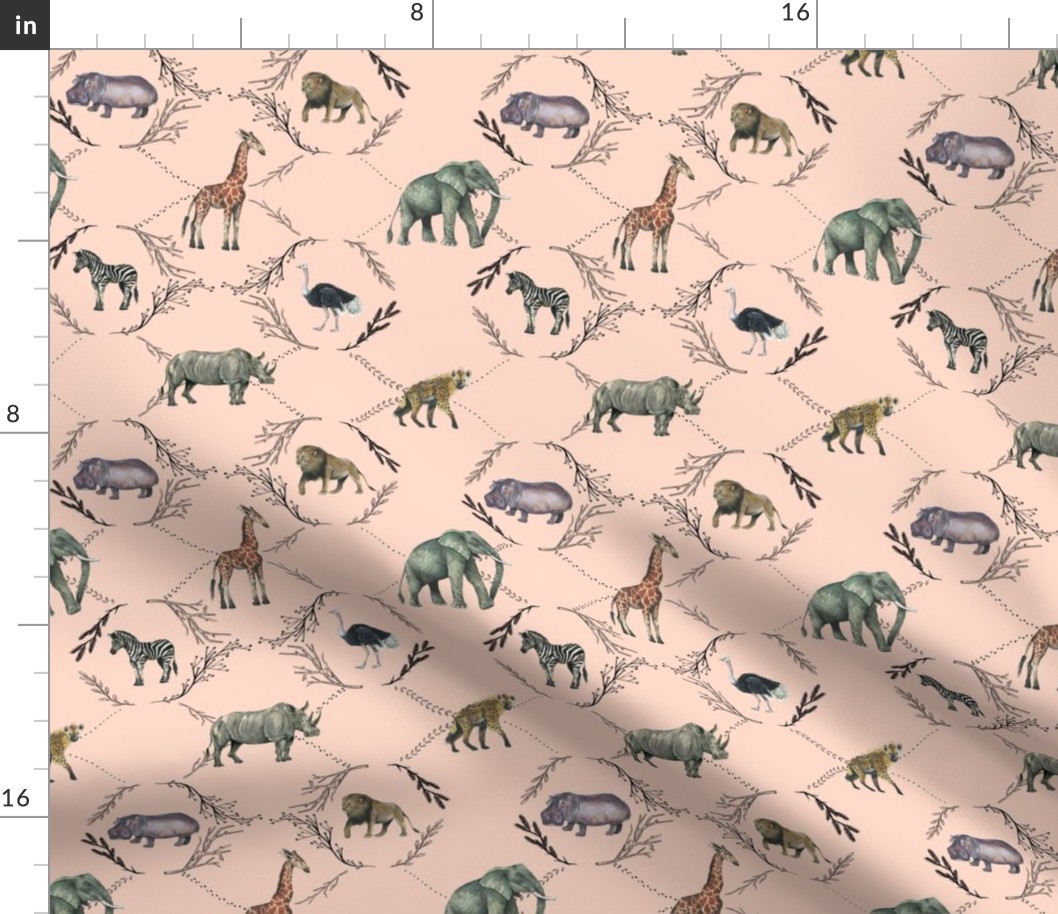 Safari Toile on Pink - Smaller Scale