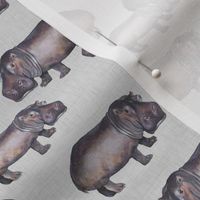 Hippos on Linen - Smaller Scale