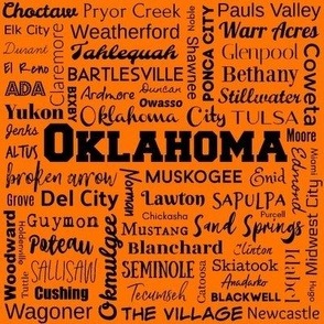 Oklahoma cities, orange and black