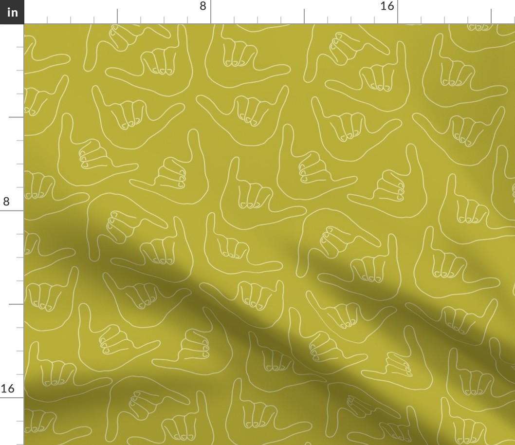 Shaka outline on mustard