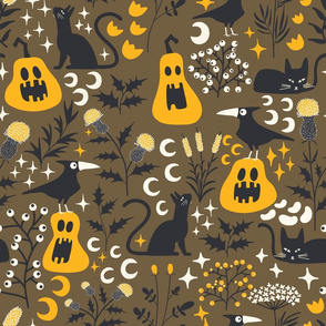 Black Cat and Crow Pattern