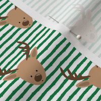 reindeer - cute christmas reindeer - green stripes - LAD20