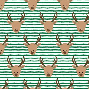 reindeer - cute christmas reindeer - green stripes - LAD20